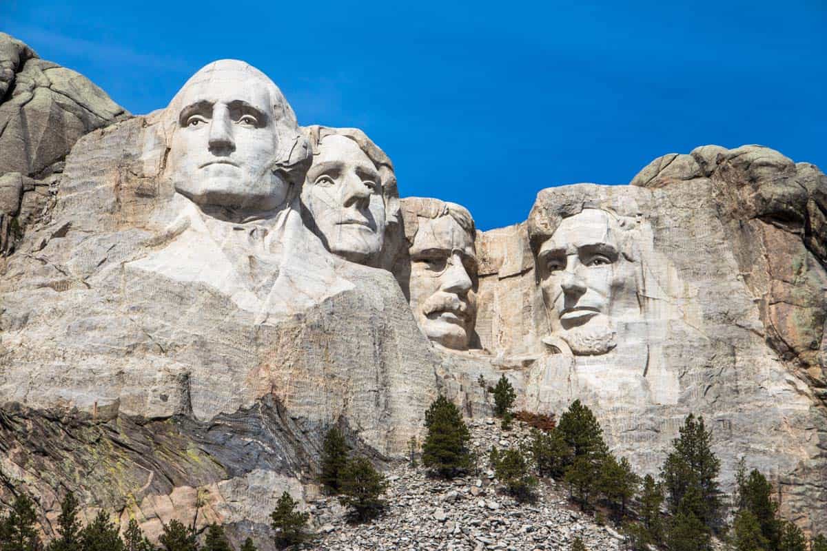 Fire præsidenthoveder ved Mount Rushmore - South Dakota, USA